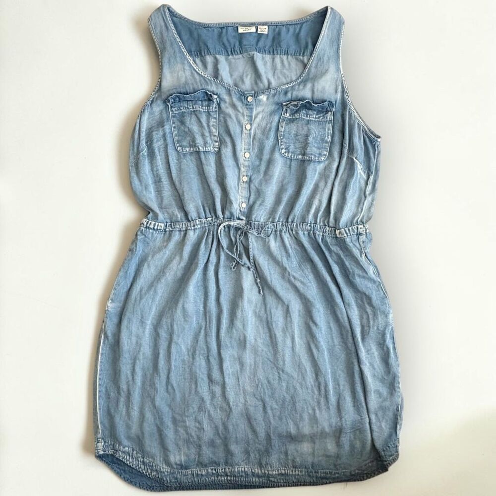 Cato Woman 22/24W Plus Size Chambray Denim Dress Sleeveless Pockets